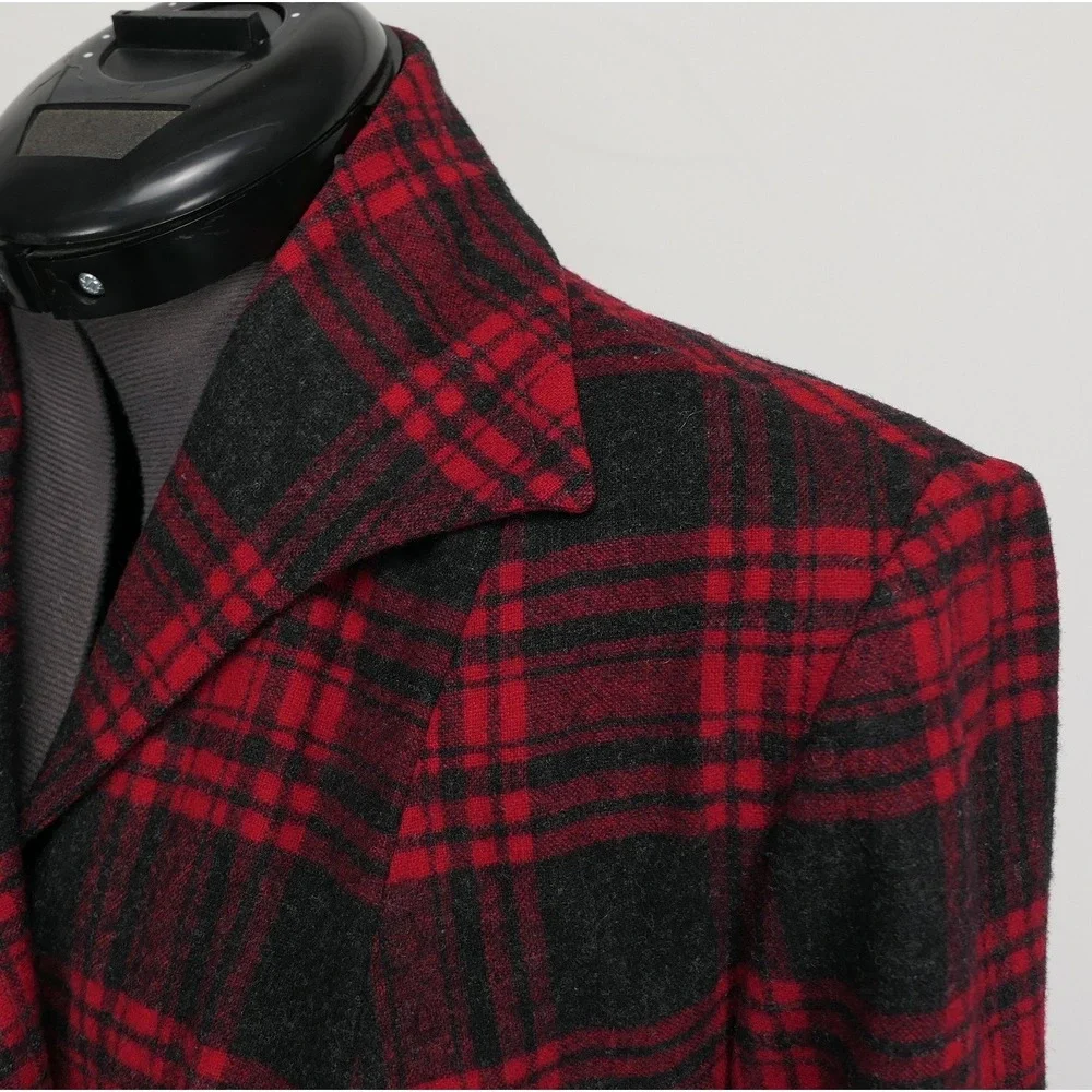 VTG Pendleton Traveller Buffalo Plaid Virgin Wool Shirt Jacket S/M True '50s VTG - Picture 4 of 13